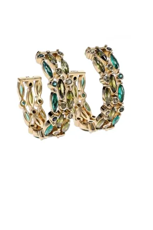 Clinton Green Crystal Hoop Earrings