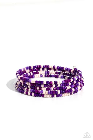 Coiled Candy - Purple - Seed Bead Paparazzi Coil Bracelet