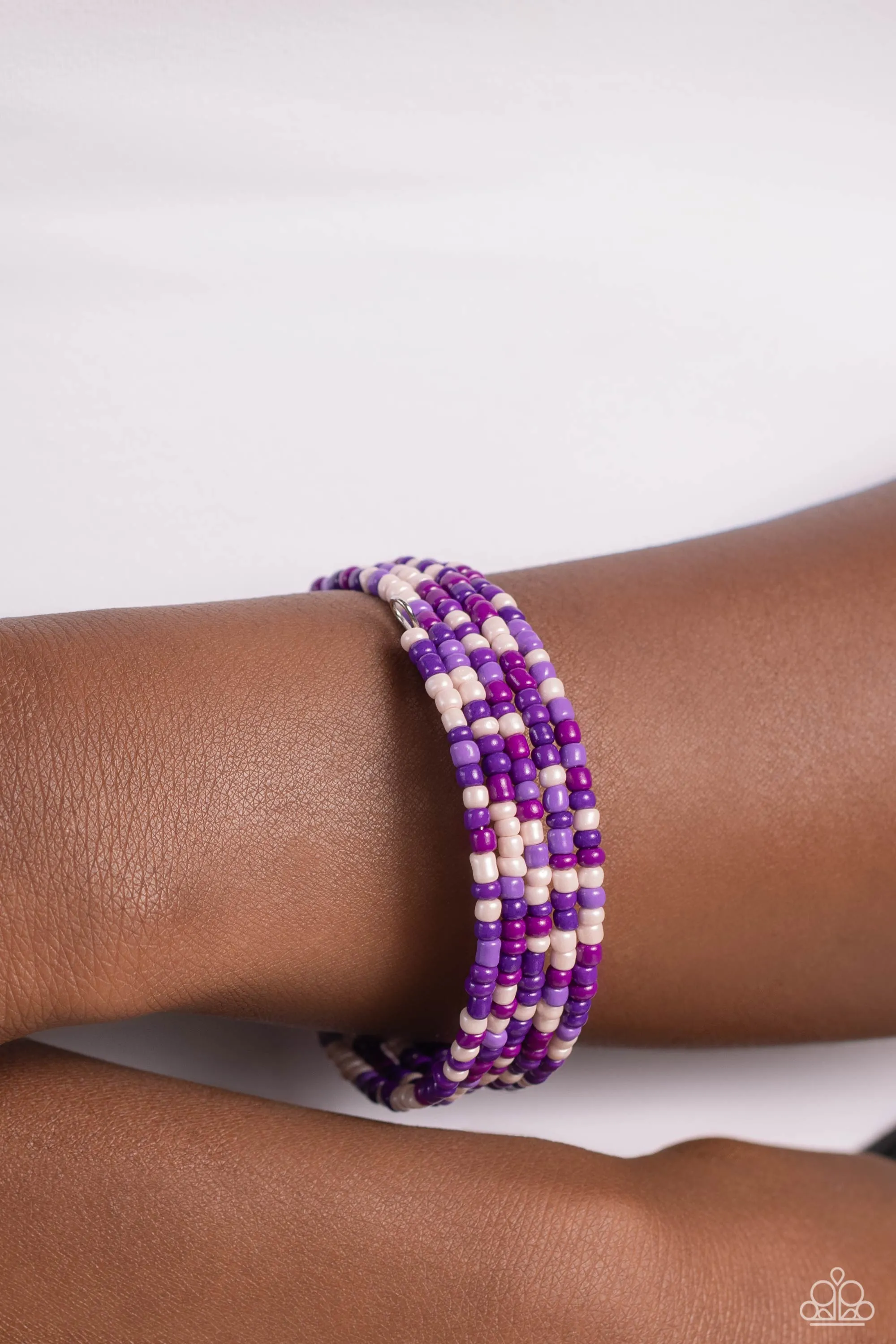 Coiled Candy - Purple - Seed Bead Paparazzi Coil Bracelet