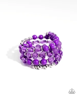 Colorful Charade - Purple - Beaded Paparazzi Coil Bracelet