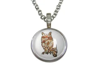 Colorful Geometric Owl Bird Pendant Necklace