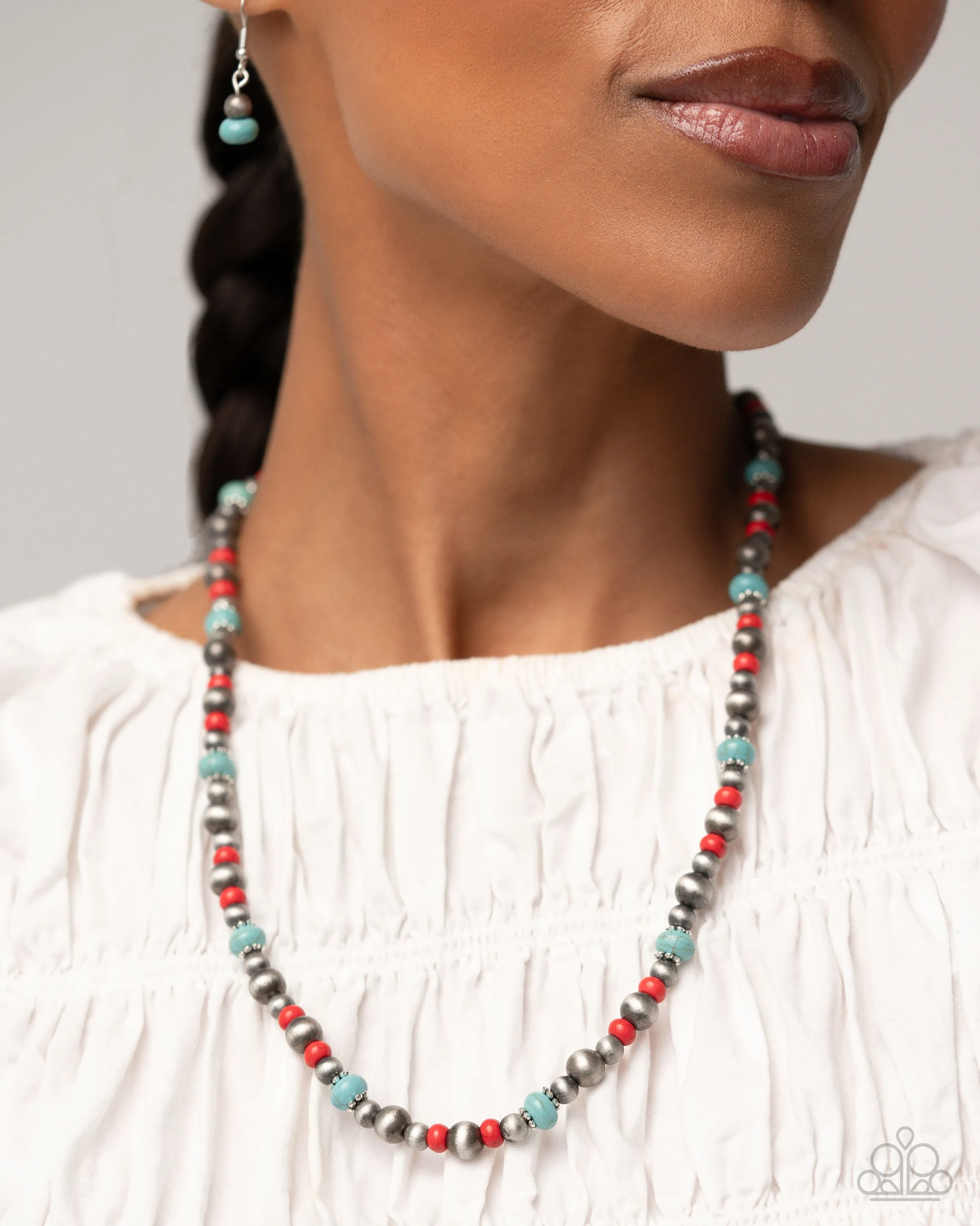 Complete Look - Southwestern Story Necklace & Southwestern Surprise Bracelet - Multi Navajo Pearl Set