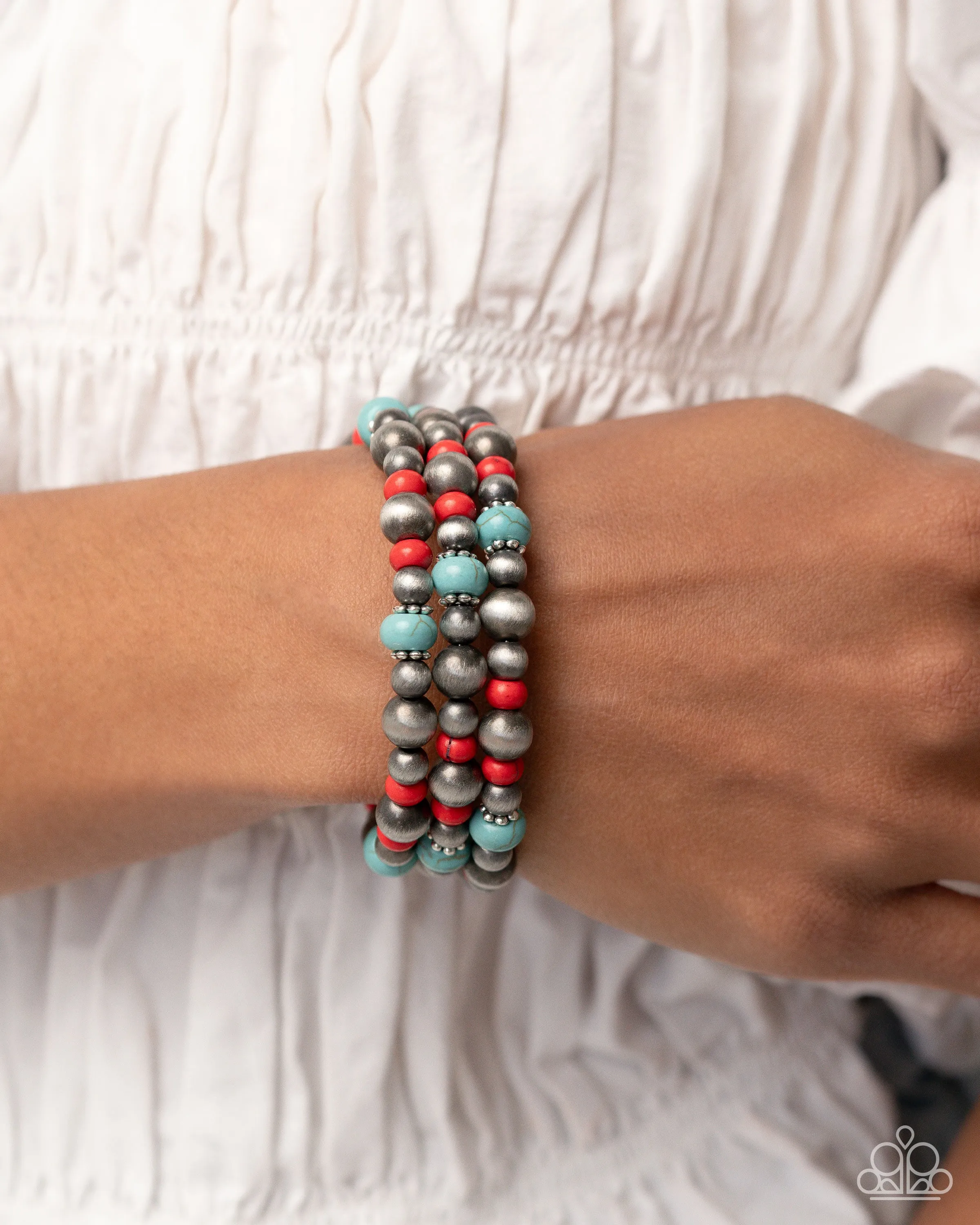 Complete Look - Southwestern Story Necklace & Southwestern Surprise Bracelet - Multi Navajo Pearl Set
