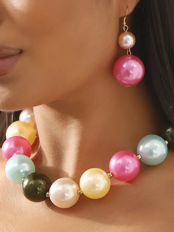 Contrast Color Geometric Drop Earrings   Necklaces Accessories