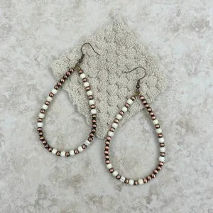 Cooper Navajo Pearl with White Stone Beads Earrings