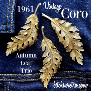 Coro 1961 Autumn Leaf Brooch Collection - Set of Three