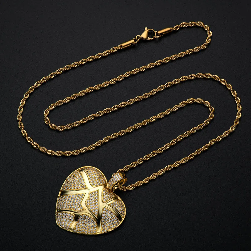Created Diamond Heart Shaped 3.0mm Rope Chain Pendant Necklace
