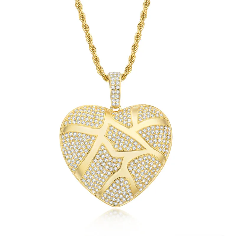 Created Diamond Heart Shaped 3.0mm Rope Chain Pendant Necklace