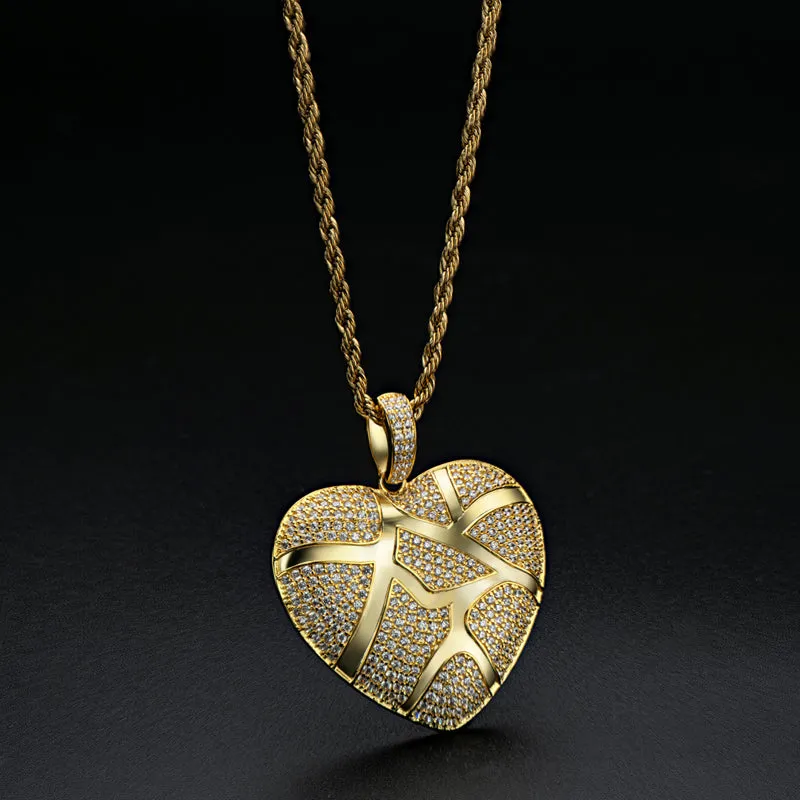 Created Diamond Heart Shaped 3.0mm Rope Chain Pendant Necklace