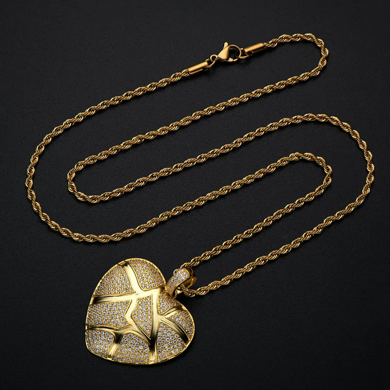 Created Diamond Heart Shaped 3.0mm Rope Chain Pendant Necklace