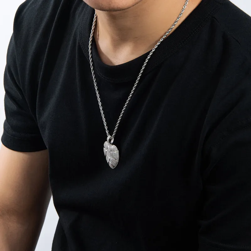 Created Diamond Heart Shaped 3.0mm Rope Chain Pendant Necklace