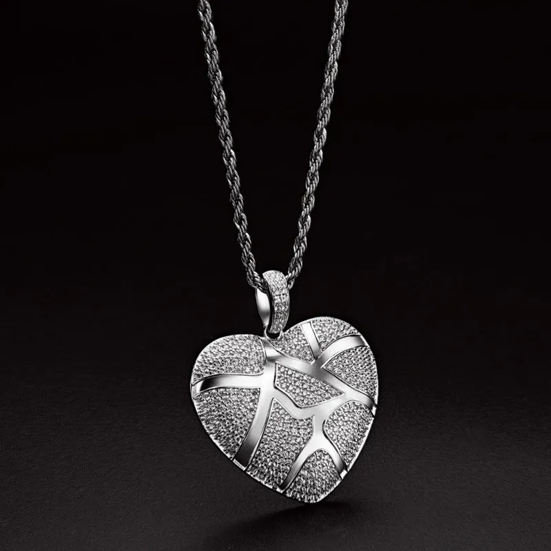 Created Diamond Heart Shaped 3.0mm Rope Chain Pendant Necklace