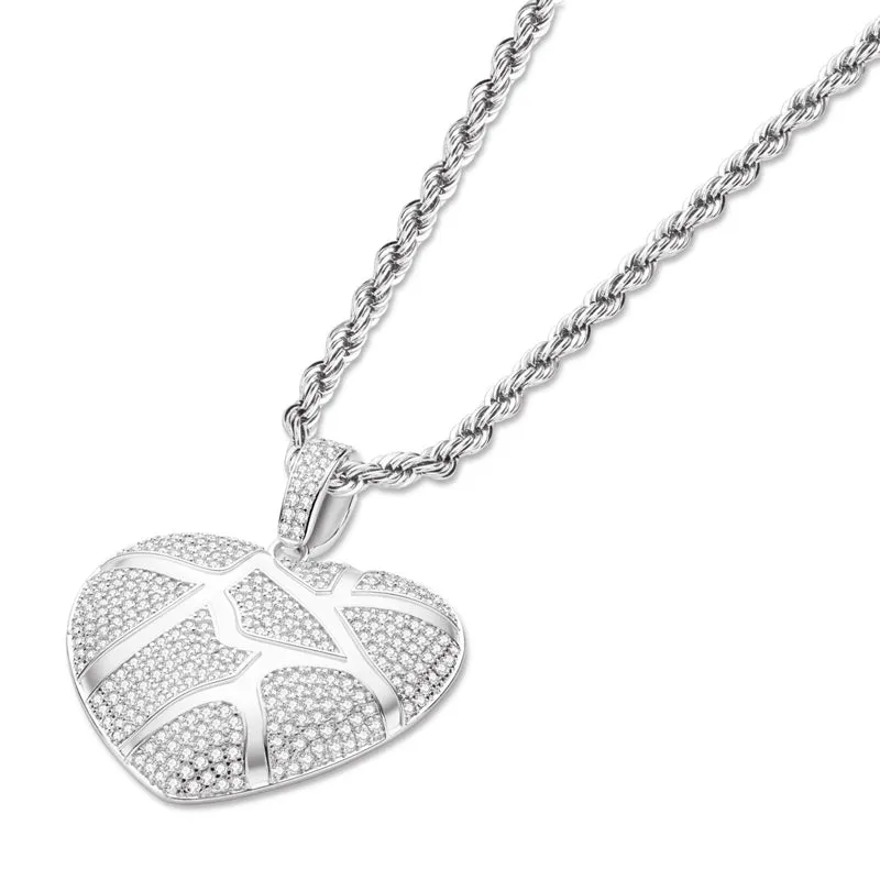 Created Diamond Heart Shaped 3.0mm Rope Chain Pendant Necklace