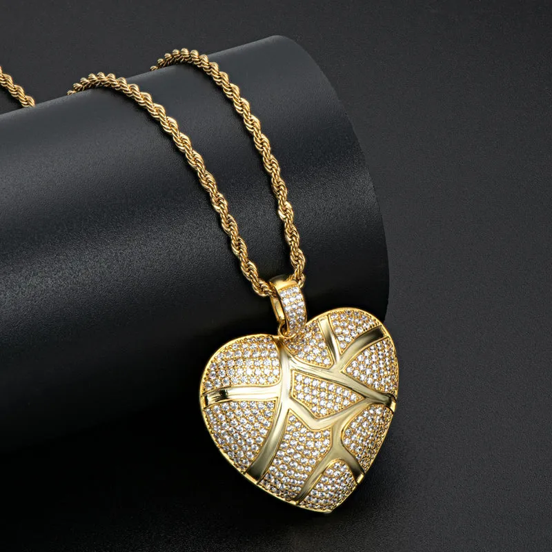 Created Diamond Heart Shaped 3.0mm Rope Chain Pendant Necklace