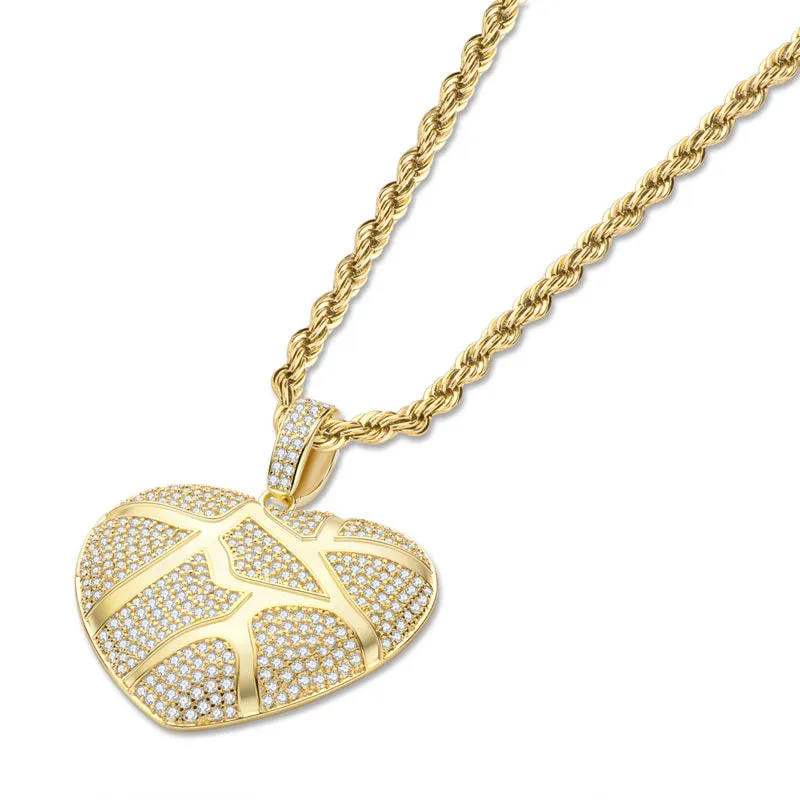 Created Diamond Heart Shaped 3.0mm Rope Chain Pendant Necklace