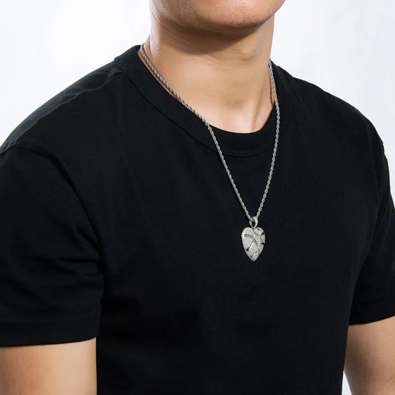 Created Diamond Heart Shaped 3.0mm Rope Chain Pendant Necklace