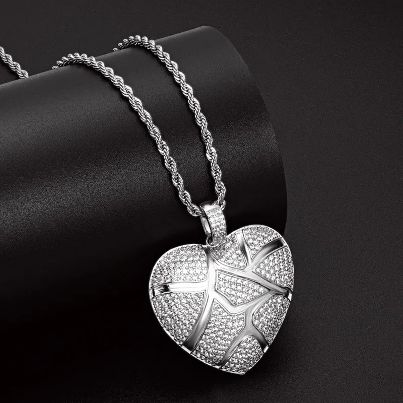 Created Diamond Heart Shaped 3.0mm Rope Chain Pendant Necklace