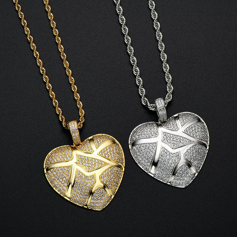 Created Diamond Heart Shaped 3.0mm Rope Chain Pendant Necklace