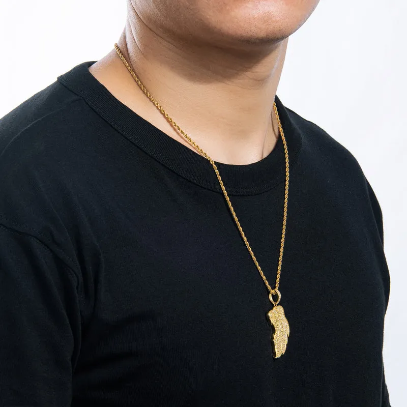 Created Diamond Lion Long Chain Hip Hop Pendant Necklace
