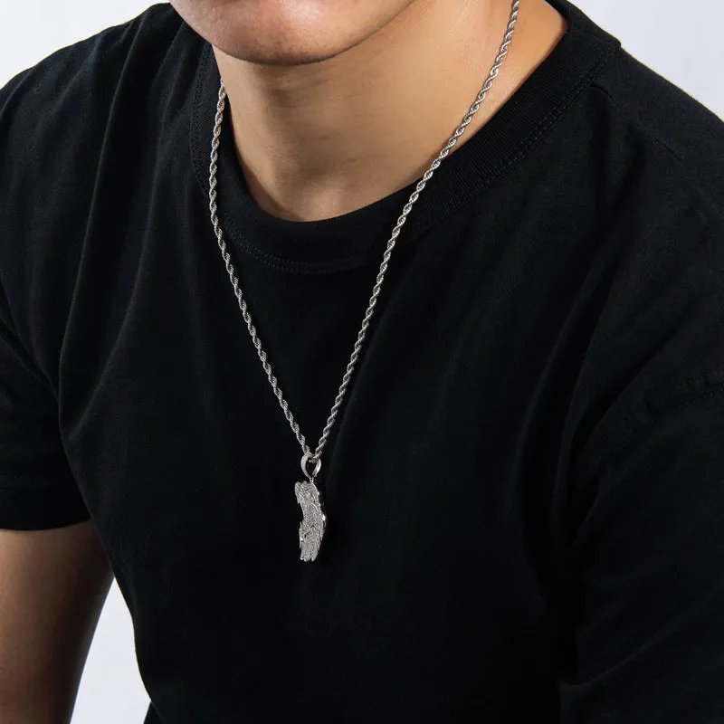 Created Diamond Lion Long Chain Hip Hop Pendant Necklace