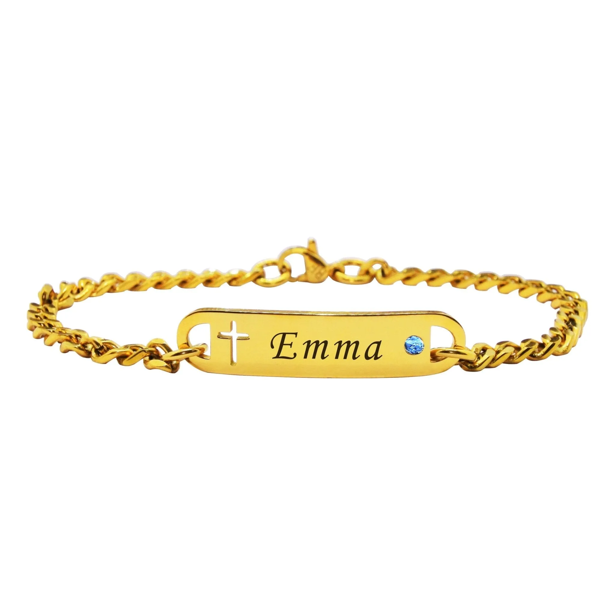 Cross Bracelet with Birthstone