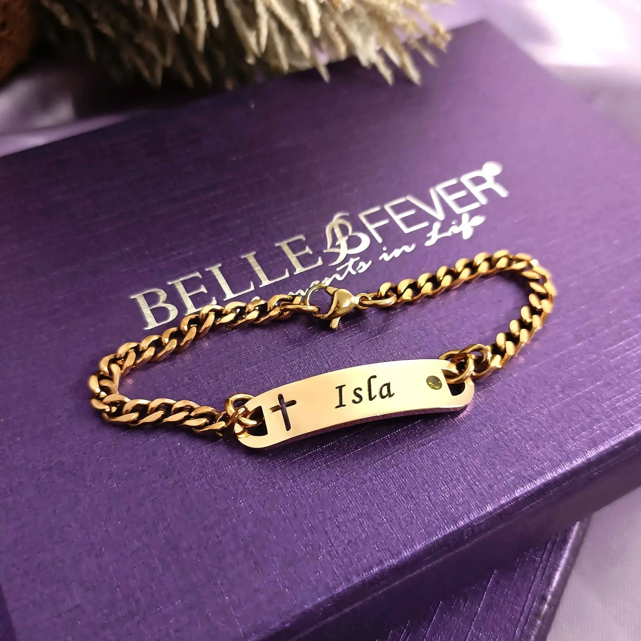Cross Bracelet with Birthstone