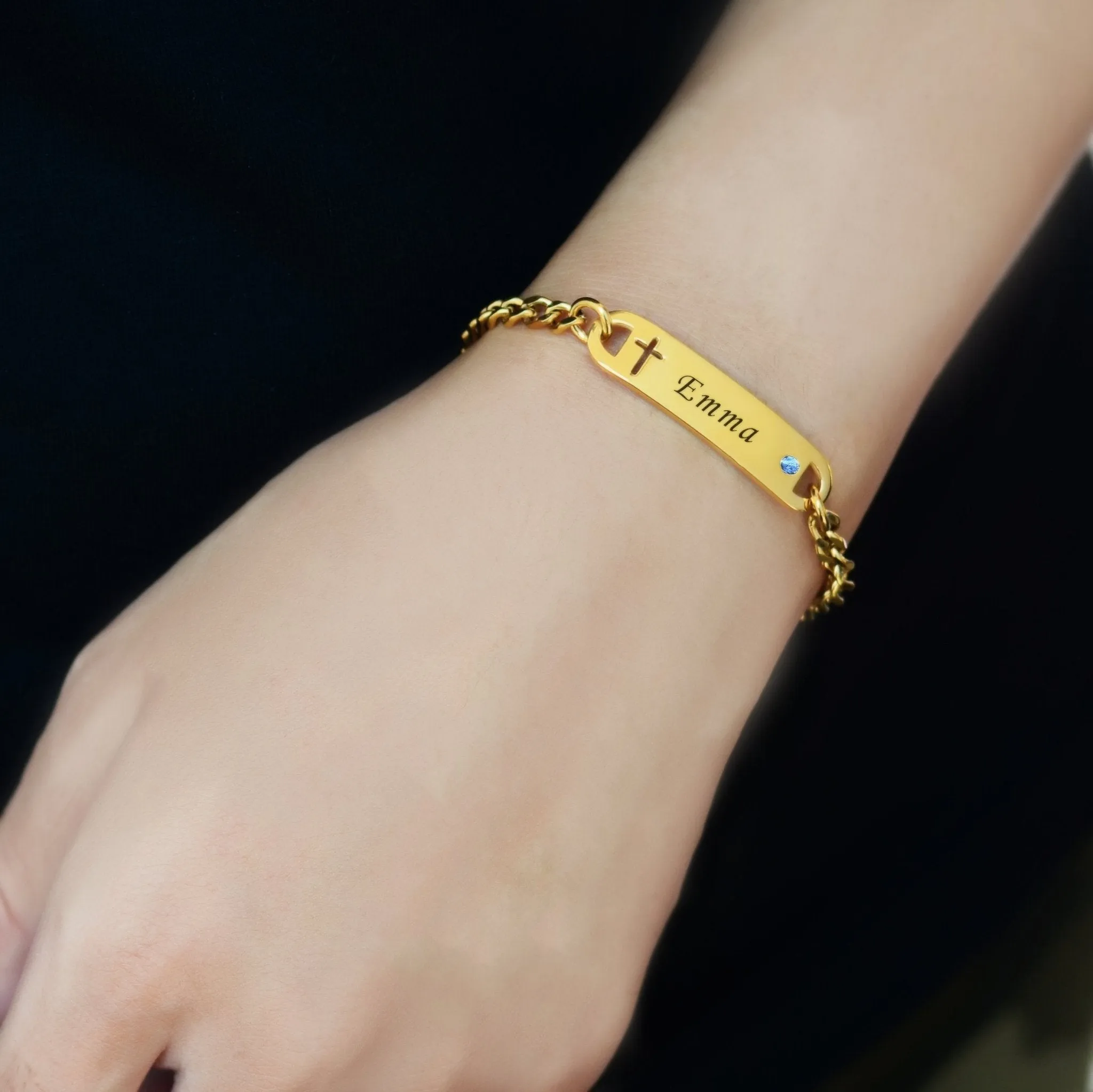 Cross Bracelet with Birthstone