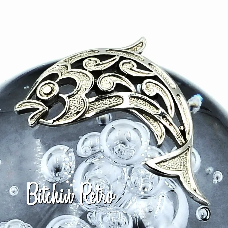 Crown Trifari Brooch Vintage Fish With Paisley or Mosaic Style