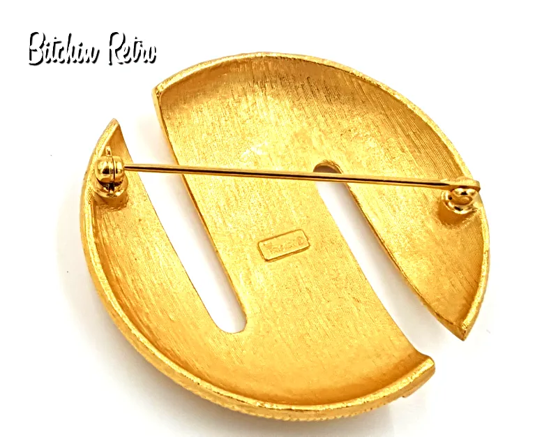 Crown Trifari Vintage Mid Century Brooch with Art Deco Retro Style