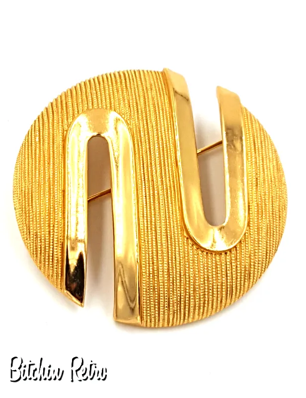 Crown Trifari Vintage Mid Century Brooch with Art Deco Retro Style