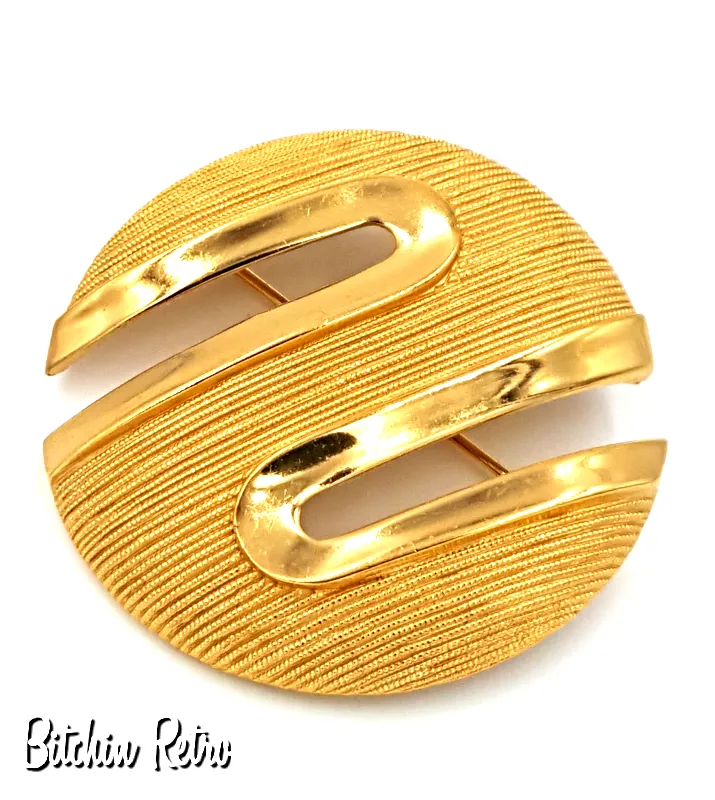Crown Trifari Vintage Mid Century Brooch with Art Deco Retro Style