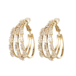 Crystal & 18K Gold-Plated Layered Circle Huggie Earrings