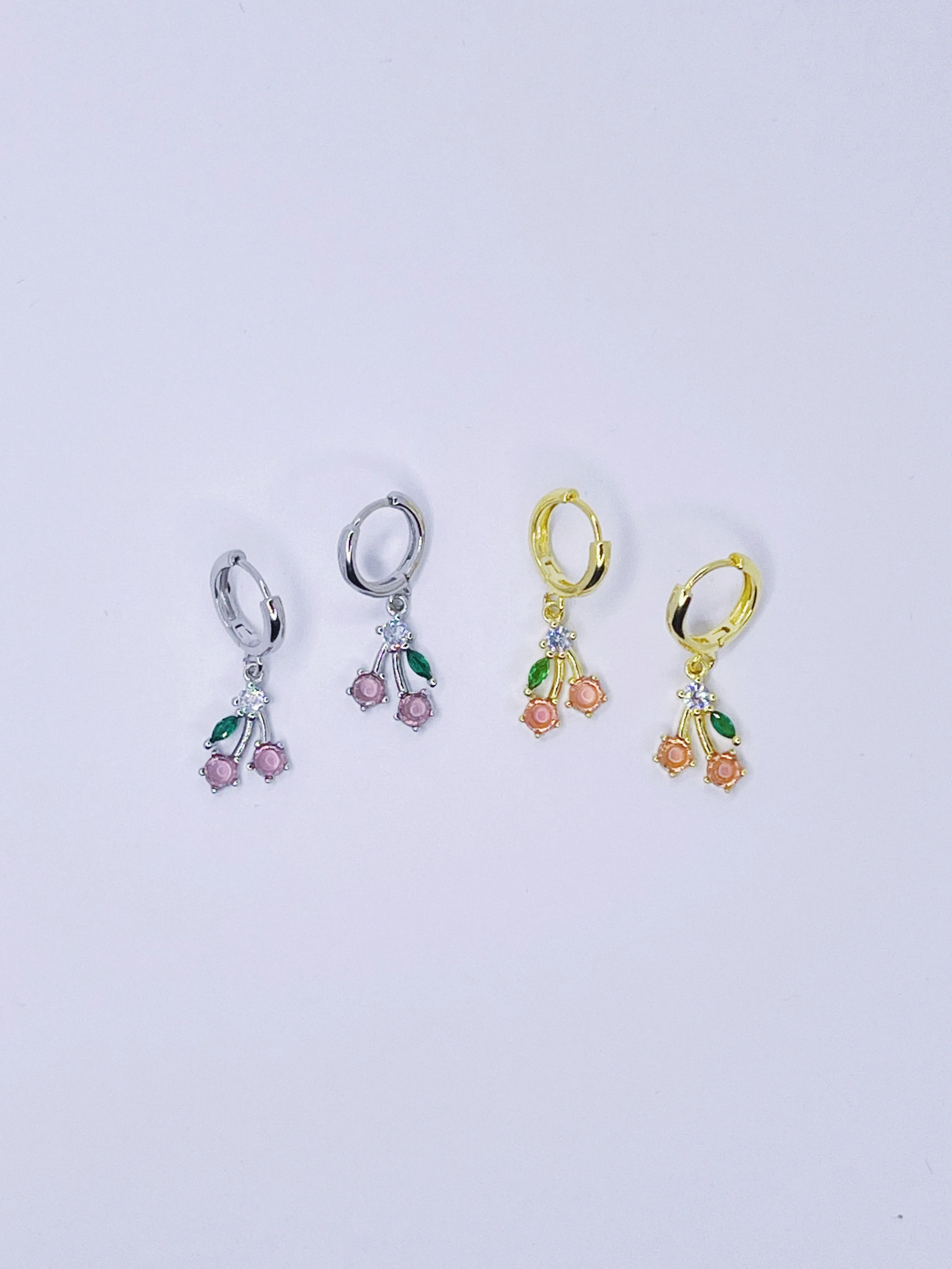 Crystal Cherry Huggie Hoop Earrings