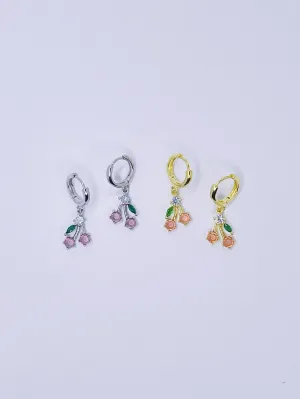 Crystal Cherry Huggie Hoop Earrings