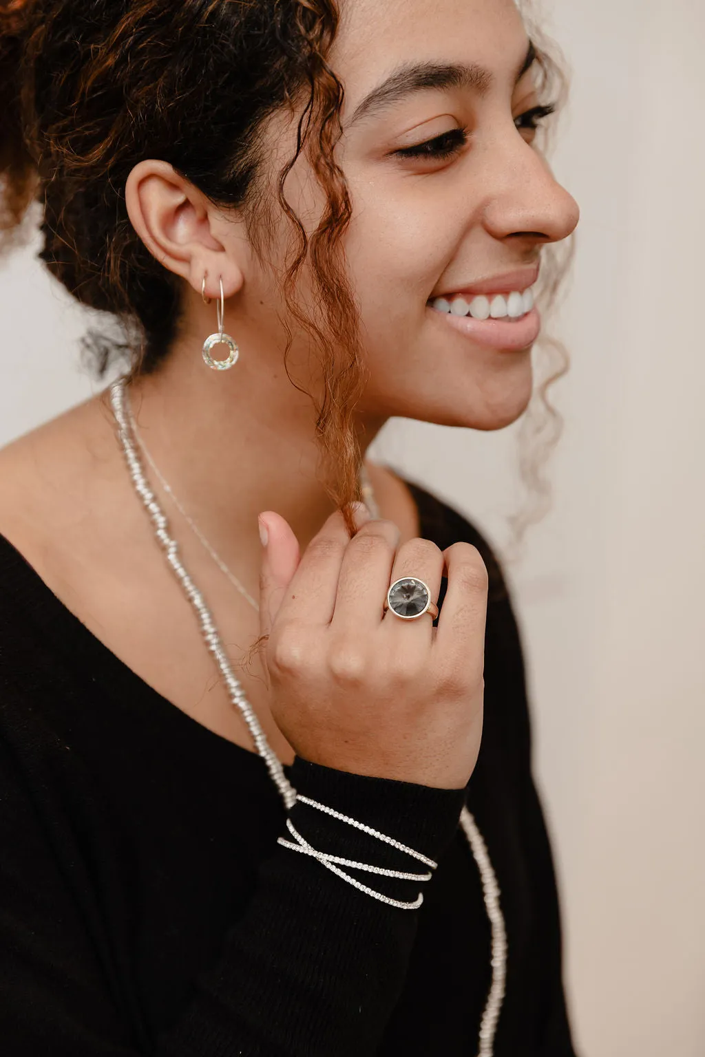 Crystal Circle Drop Earrings