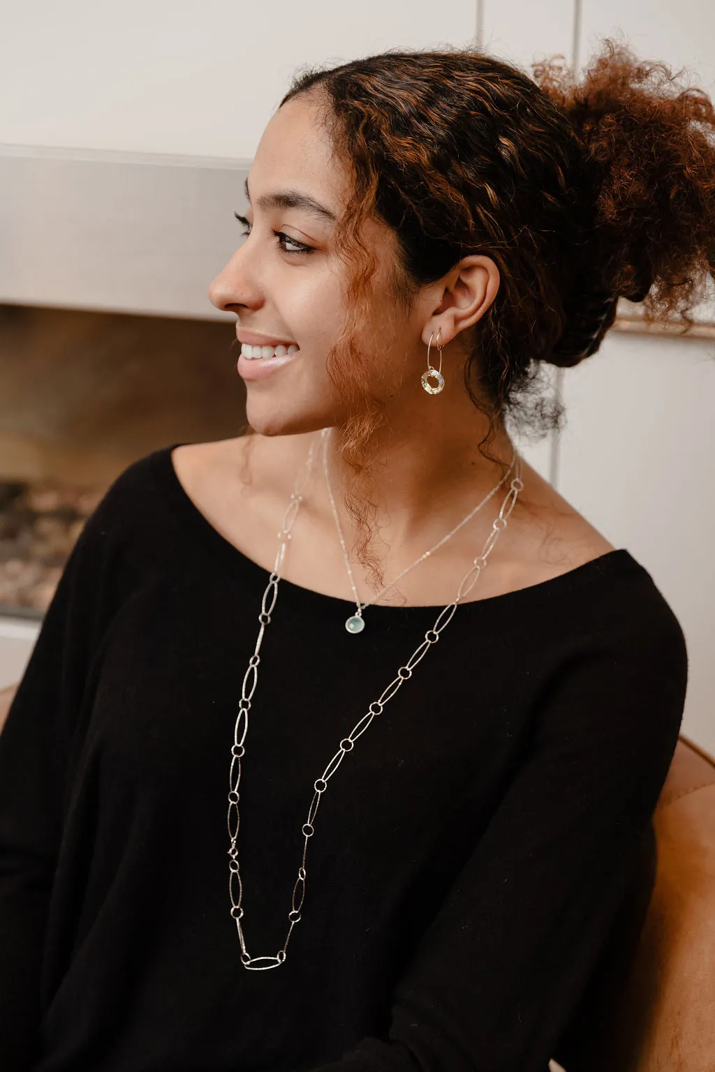 Crystal Circle Drop Earrings