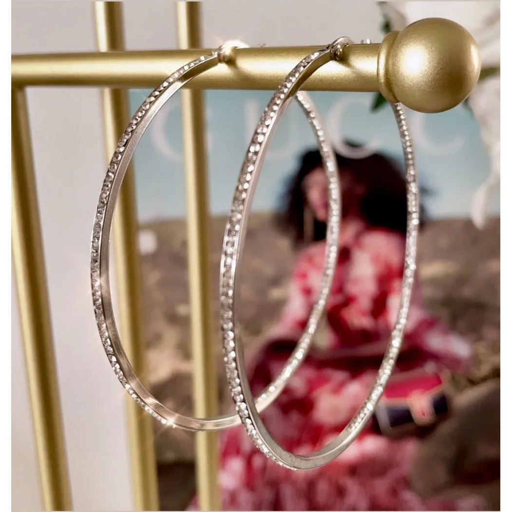 Crystal Crush Hoops (Gold or Silver)