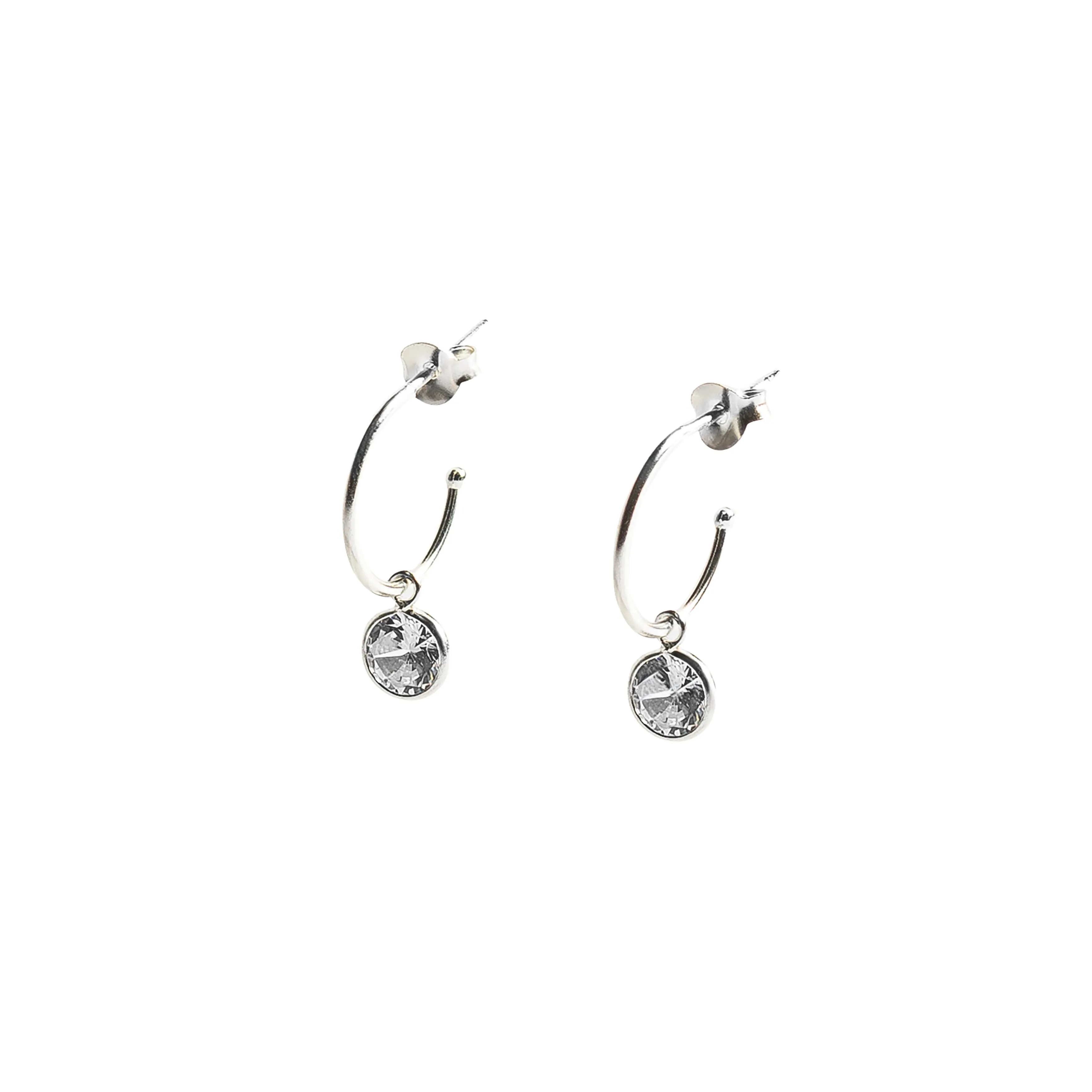 Crystal Dangle Stud Half Hoop Post Earrings
