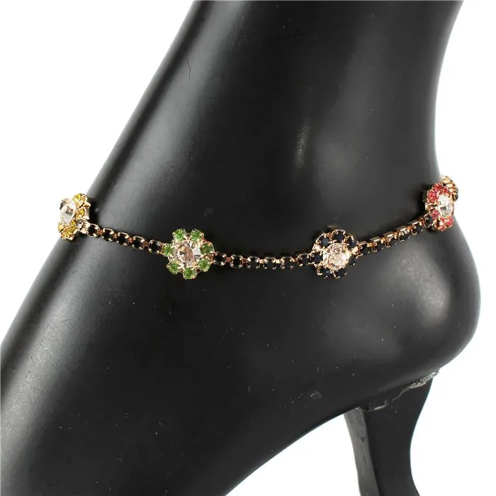 Crystal Flower Anklets
