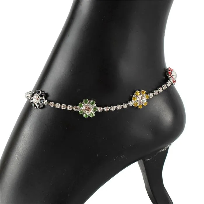 Crystal Flower Anklets