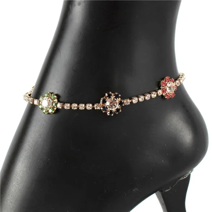 Crystal Flower Anklets