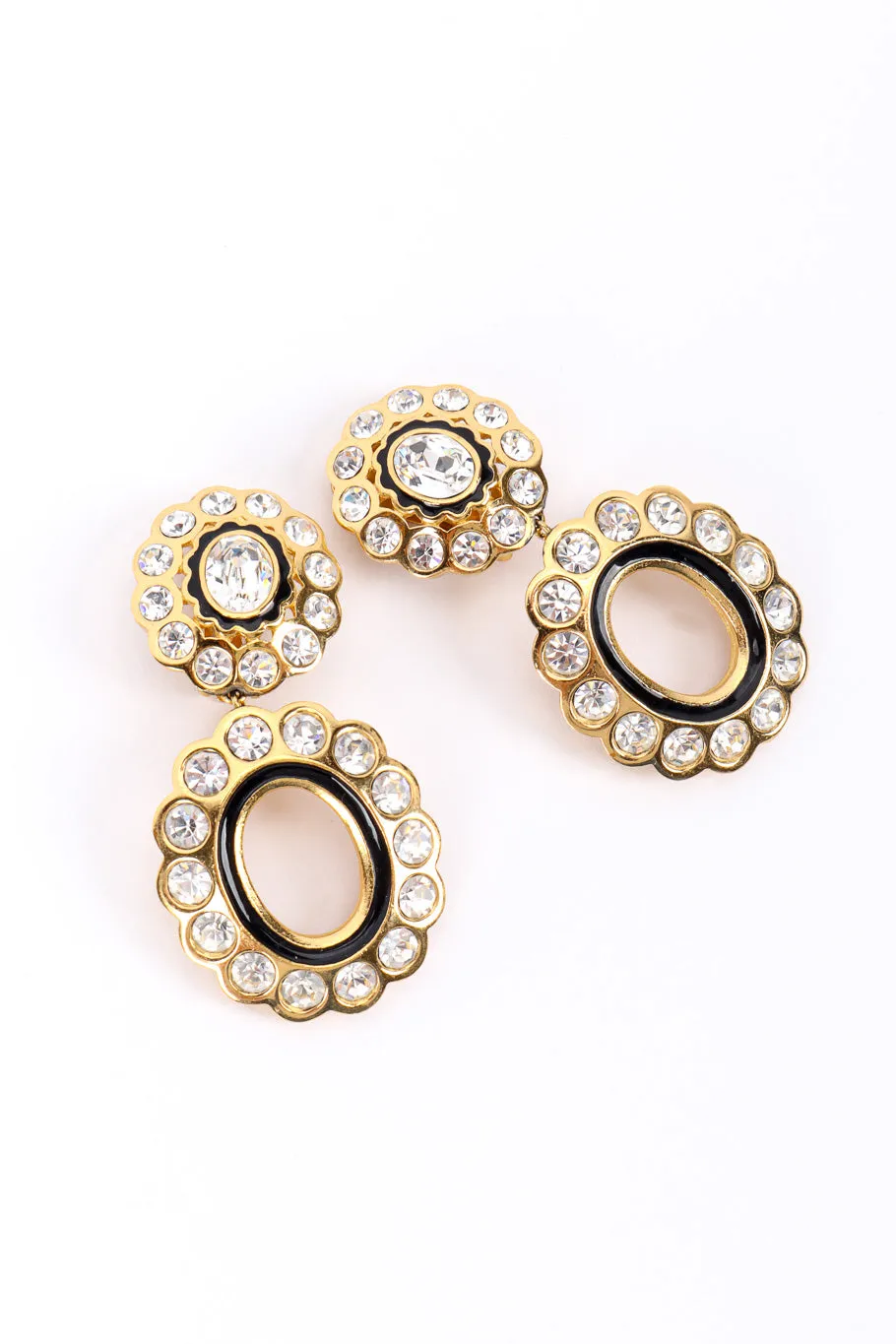 Crystal Flower Hoop Drop Earrings