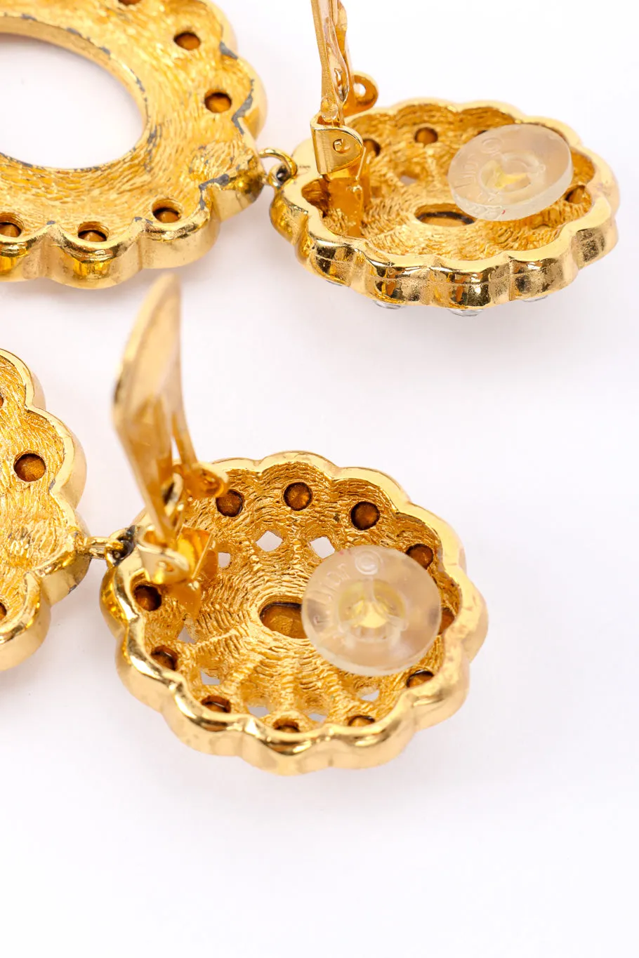 Crystal Flower Hoop Drop Earrings