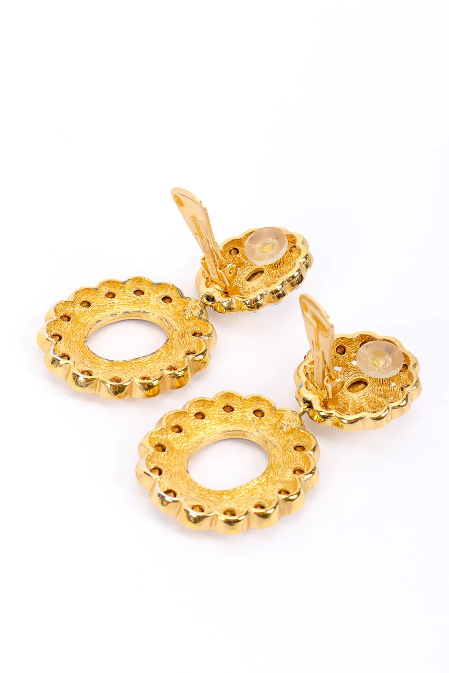 Crystal Flower Hoop Drop Earrings