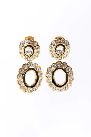 Crystal Flower Hoop Drop Earrings