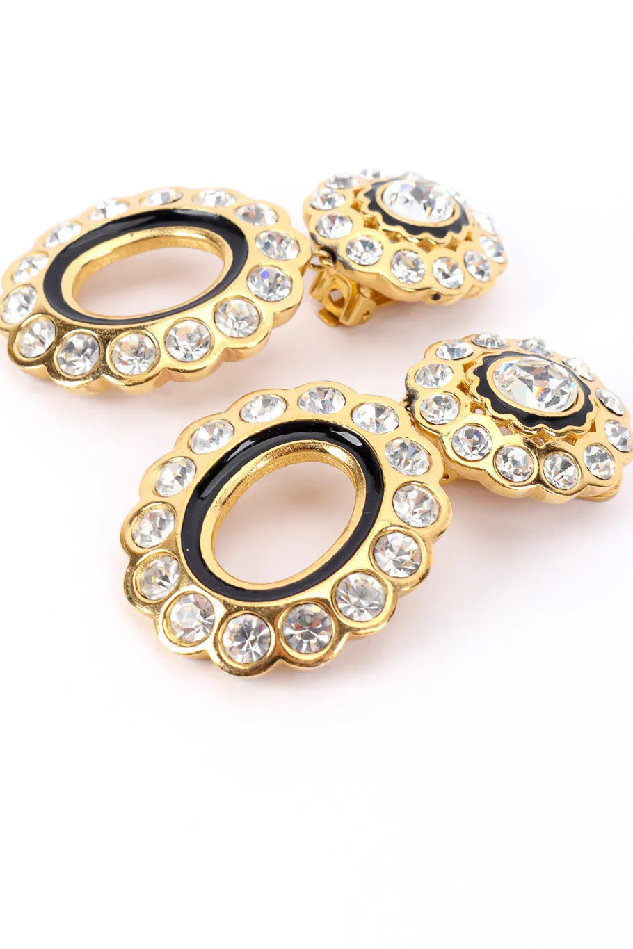 Crystal Flower Hoop Drop Earrings