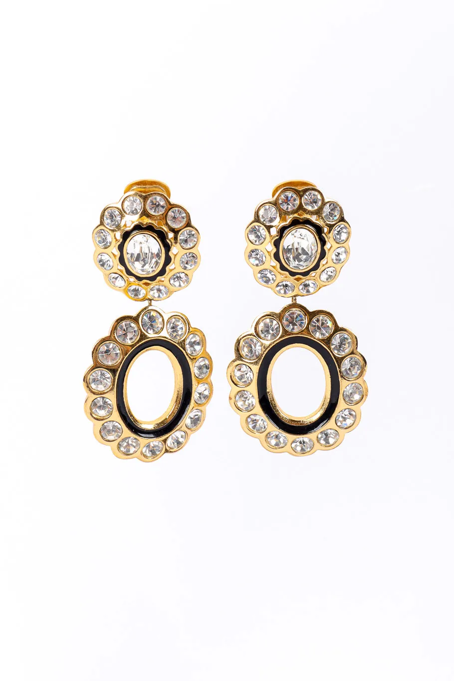 Crystal Flower Hoop Drop Earrings