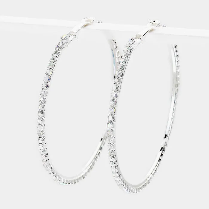 Crystal Rhinestone Hoop Earrings | 2.5" | 206048