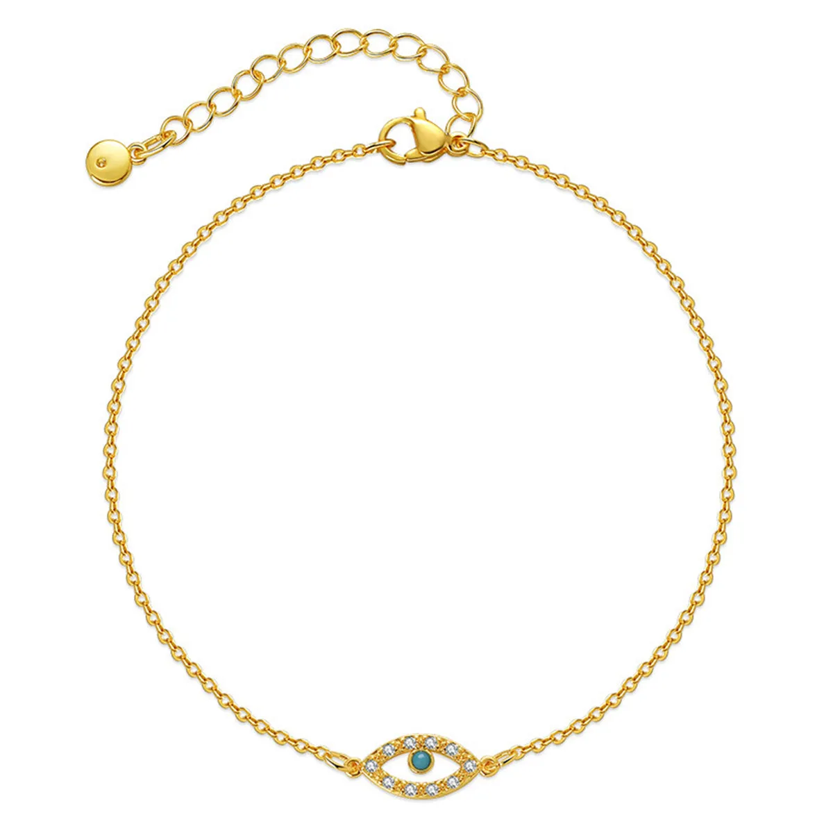 Cubic Zirconia & Blue Evil Eye Anklet
