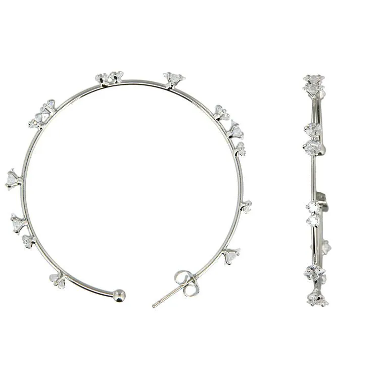 Cubic Zirconia Crystal Earrings in Silver